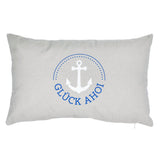 Kissen Dekokissen grau Maritim mit Füllung 47x28 cm Ahoi Hafen Zierkissen Boot Anker