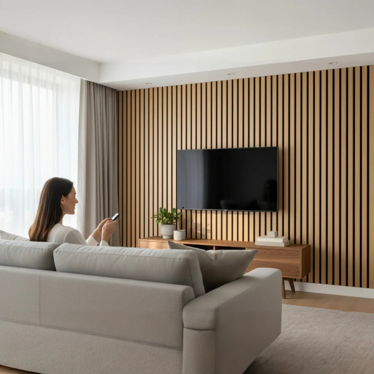 Akustikpaneel Wandpaneel Holz 60x30 4 Stück Wanddeko Wandvertäfelung Wandverkleidung - Wandbild