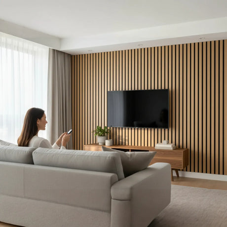 Akustikpaneel Wandpaneel Holz 60x30 4 Stück Wanddeko Wandvertäfelung Wandverkleidung - Wandbild