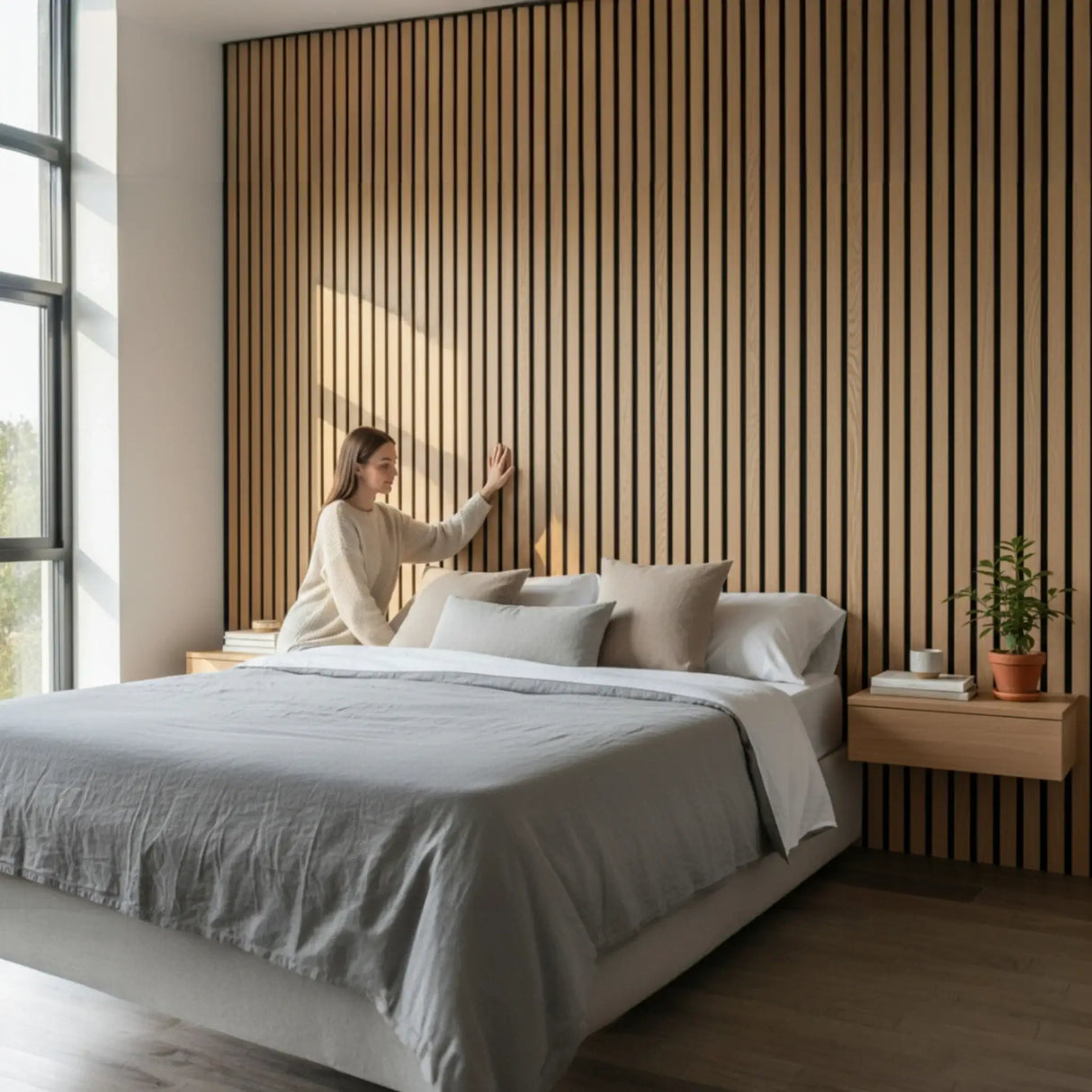 Akustikpaneel Wandpaneel Holz 60x30 4 Stück Wanddeko Wandvertäfelung Wandverkleidung - Wandbild