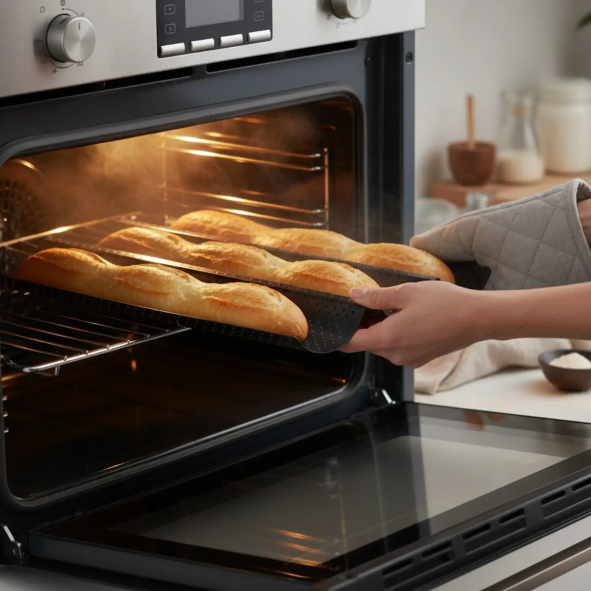 Baguetteblech im Backofen