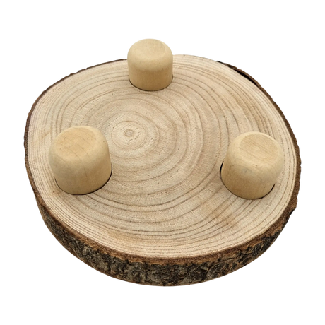 Baumscheibe rund Dekoscheibe Basteln Dekoteller auf Füßen Holzscheibe mit Rinde 17-22 cm - Baumscheibe