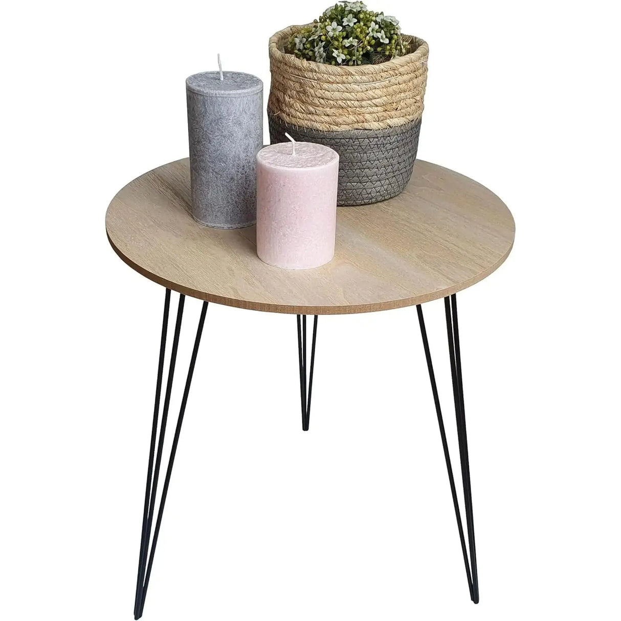Beistelltisch Couchtisch rund Holz Metall Tisch Nachttisch Holztisch Ø 40 cm - Beistelltisch