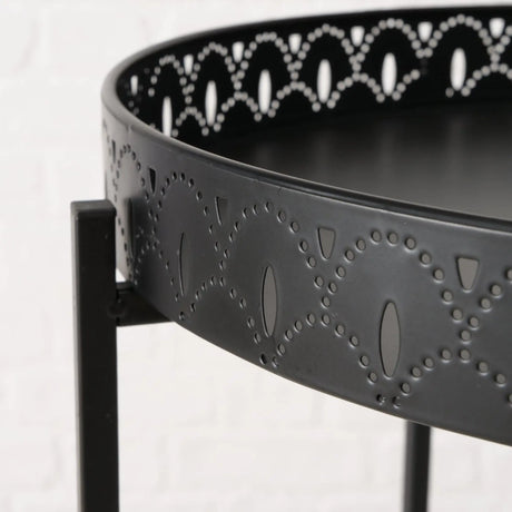 Beistelltisch Dekotisch Tabletttisch rund schwarz Metalltisch 45x40 cm - Beistelltisch