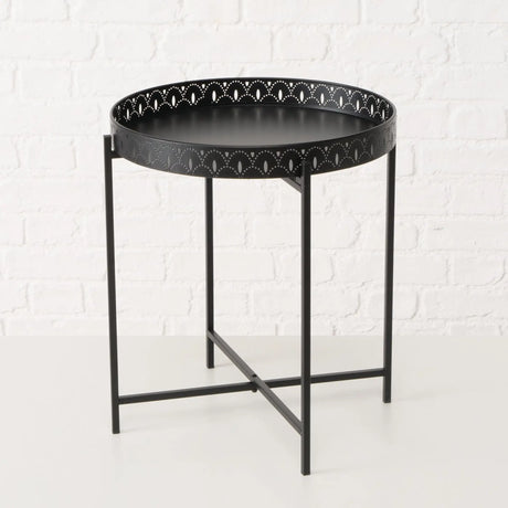Beistelltisch Dekotisch Tabletttisch rund schwarz Metalltisch 45x40 cm - Beistelltisch