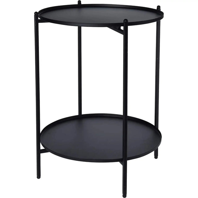 Beistelltisch kleiner Couchtisch Metalltisch Wohnzimmertisch rund schwarz Metall - Beistelltisch