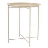 Beistelltisch Metalltisch beige rund 37x42 cm mit Tablett Tisch Ablagefläche Couchtisch - Beistelltisch