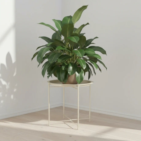 Beistelltisch Metalltisch beige rund 37x42 cm mit Tablett Tisch Ablagefläche Couchtisch - Beistelltisch