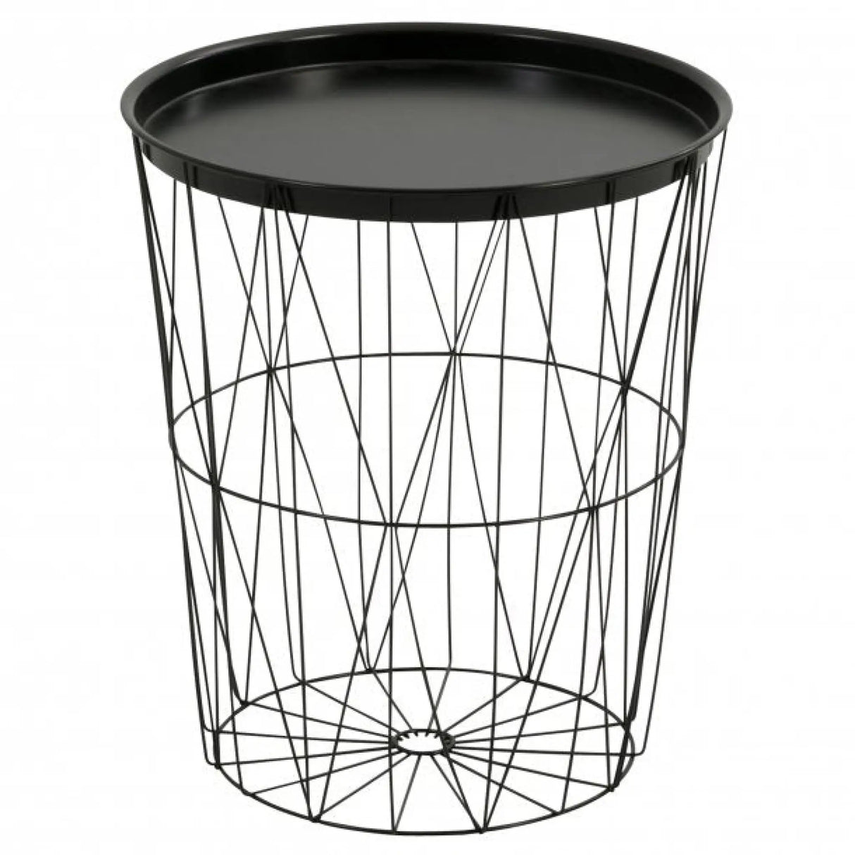 Beistelltisch Metalltisch Couchtisch Drahttisch rund schwarz 46x40 cm Tablett funktion - Beistelltisch