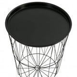 Beistelltisch Metalltisch Couchtisch Drahttisch rund schwarz 46x40 cm Tablett funktion - Beistelltisch