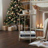 Beistelltisch rund Couchtisch Telefontisch 28x48 cm schwarz creme weiß - Beistelltisch