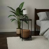 Beistelltisch rund Couchtisch Telefontisch 28x48 cm schwarz creme weiß - Beistelltisch