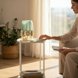 Beistelltisch rund Couchtisch Telefontisch 28x48 cm schwarz creme weiß - Beistelltisch