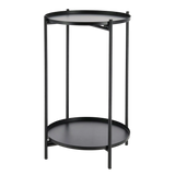 Beistelltisch rund Couchtisch Telefontisch 28x48 cm schwarz creme weiß - Schwarz - Beistelltisch