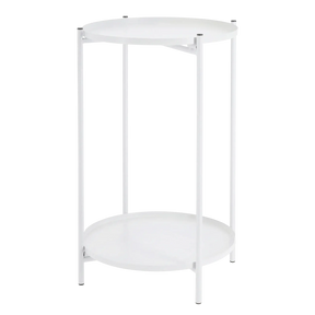 Beistelltisch rund Couchtisch Telefontisch 28x48 cm schwarz creme weiß - Weiß - Beistelltisch