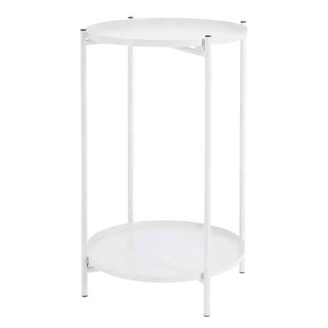 Beistelltisch rund Couchtisch Telefontisch 28x48 cm schwarz creme weiß - Weiß - Beistelltisch