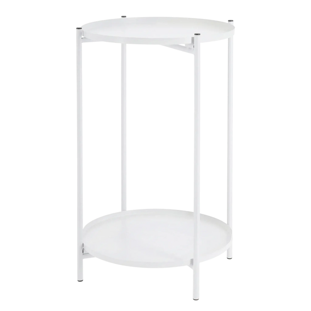 Beistelltisch rund Couchtisch Telefontisch 28x48 cm schwarz creme weiß - Weiß - Beistelltisch