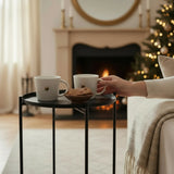 Beistelltisch rund Couchtisch Telefontisch 28x48 cm schwarz creme weiß - Beistelltisch