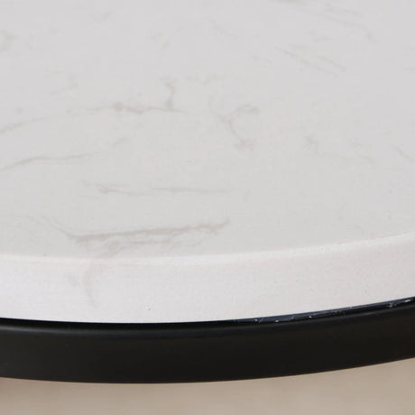 Beistelltisch schwarz mit weißer Marmorplatte Steinplatte Marmor Couchtisch rund 55 cm - Beistelltisch