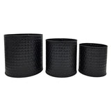 Blumentopf Übertopf Pflanzenkübel Topf Kübel 3er Set schwarz rund Metall Matt - Blumentopfset