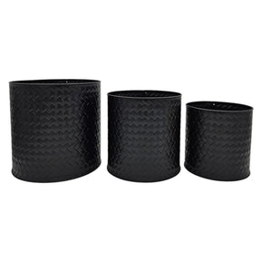 Blumentopf Übertopf Pflanzenkübel Topf Kübel 3er Set schwarz rund Metall Matt - Blumentopfset