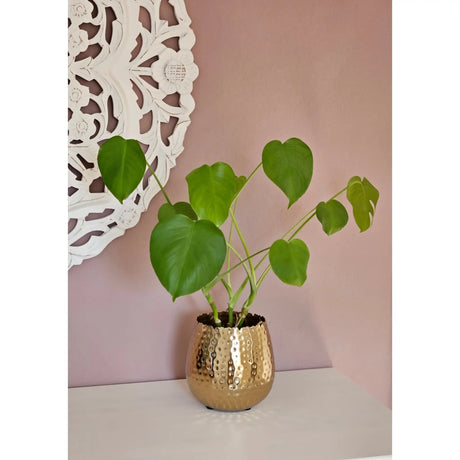 Blumentopf Übertopf Vase gold Metall Hammerschlag 18x18 cm Pflanztopf Deko - Übertopf