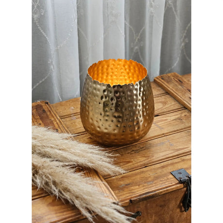 Blumentopf Übertopf Vase gold Metall Hammerschlag 18x18 cm Pflanztopf Deko - Übertopf