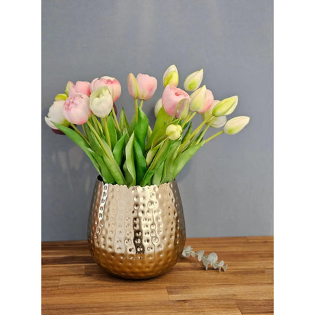 Blumentopf Übertopf Vase gold Metall Hammerschlag 18x18 cm Pflanztopf Deko - Übertopf