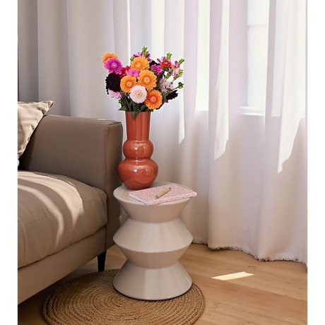 Couchtisch Beistelltisch beige 37x30 Retro Metalltisch rund kleiner Tisch B-Ware - Beistelltisch