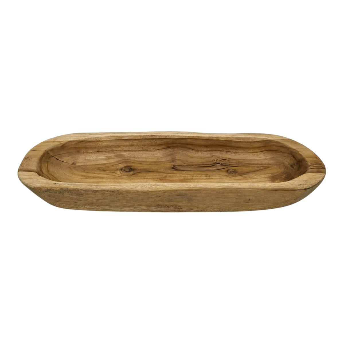 Dekoschale Naturschale Teak Holz lang 60 cm Schale braun massiv stabil Obstschale XL - Holzschale