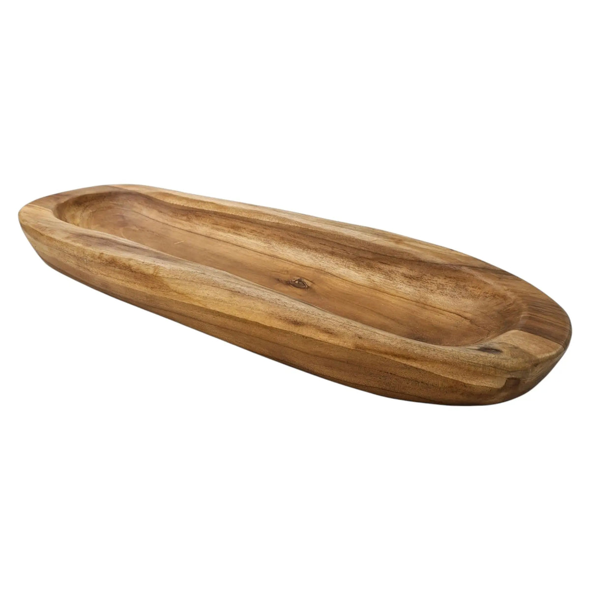 Dekoschale Naturschale Teak Holz lang 60 cm Schale braun massiv stabil Obstschale XL - Holzschale