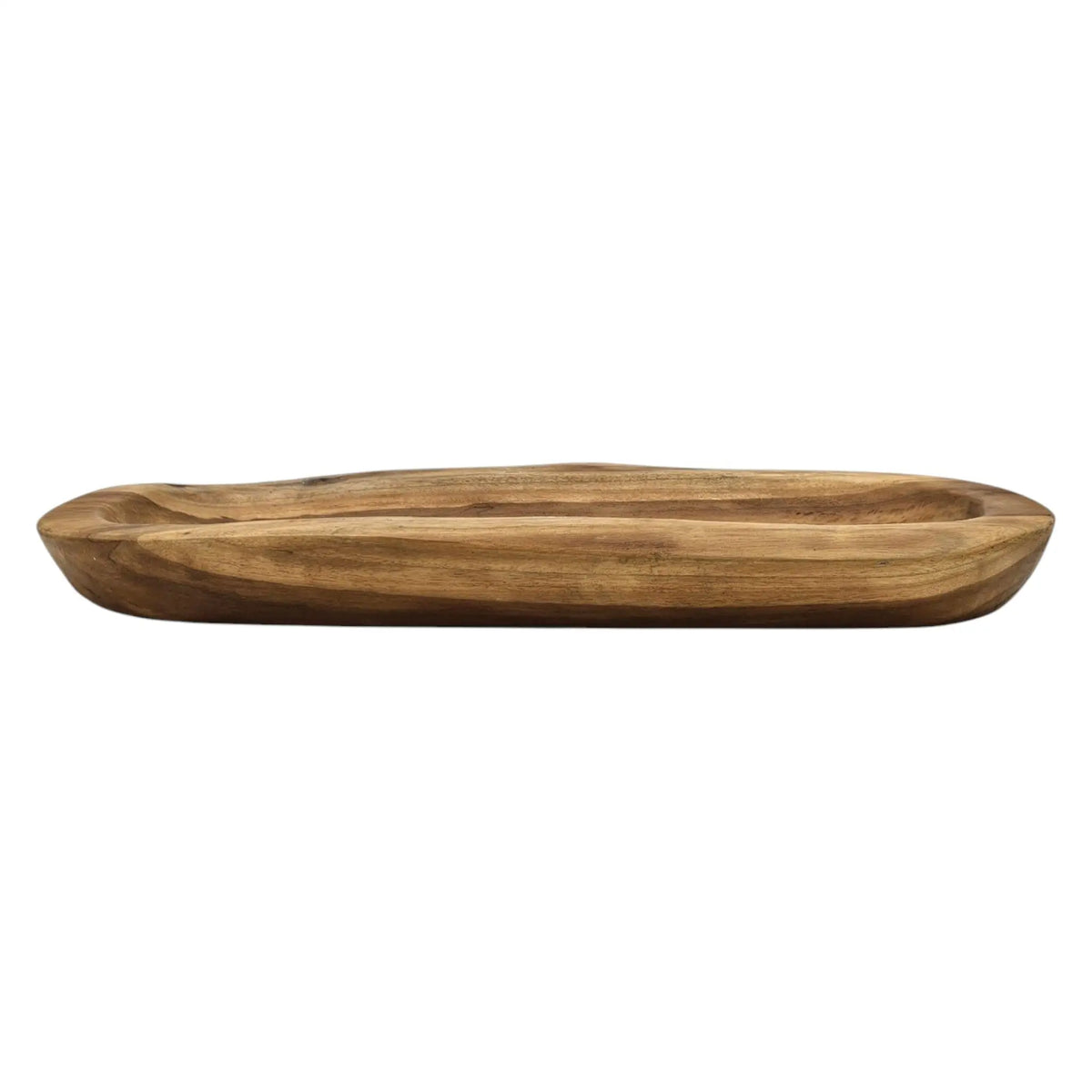 Dekoschale Naturschale Teak Holz lang 60 cm Schale braun massiv stabil Obstschale XL - Holzschale