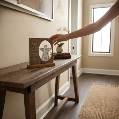 Schild Aufsteller Engel auf Kommode Dekoration