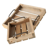 Dekotablett Serviertablett Holztablett braun 30 cm cm Holz Metallgriff dekorativ 2er Set - Dekotablett