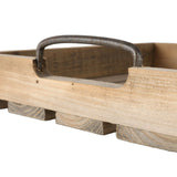 Dekotablett Serviertablett Holztablett braun 30 cm cm Holz Metallgriff dekorativ 2er Set - Dekotablett