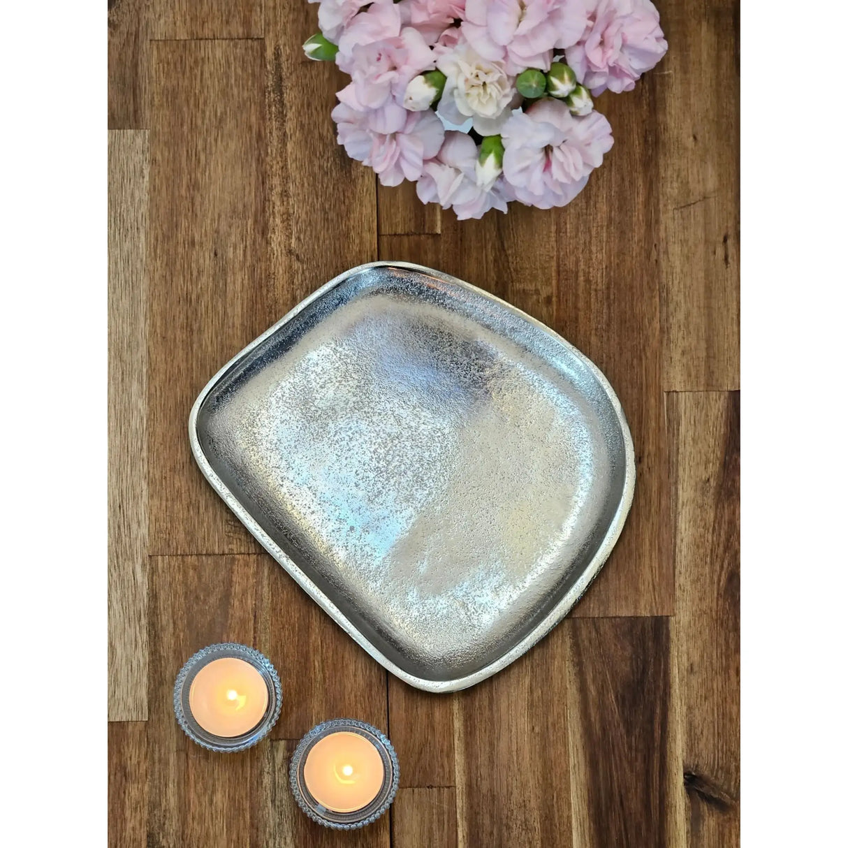 Dekoteller Metall silber Dekoschale Metallteller Deko Schale Teller 20 x 18 cm - Dekoschale