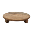Dekoteller rund auf Füßen Kerzentablett Mangoholz 29 cm Holztablett Blumenhocker Dekorativ - Dekoteller