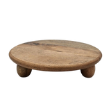 Dekoteller rund auf Füßen Kerzentablett Mangoholz 29 cm Holztablett Blumenhocker Dekorativ - Dekoteller