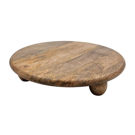Dekoteller rund auf Füßen Kerzentablett Mangoholz 29 cm Holztablett Blumenhocker Dekorativ - Dekoteller