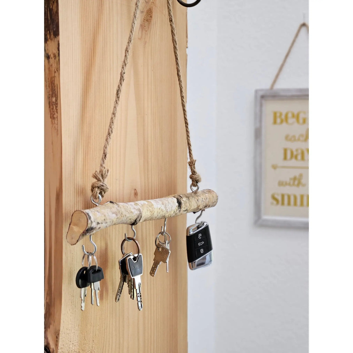Dekozweig Holz 4 Haken Fensterhänger braun natur Deko Landhaus Ast Dekoast 30 cm - Dekozweig