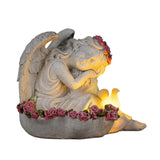 Engel Figur Gartendeko Solar Gartenfiguren Außen LED 20x21x16 Schutzengel Vogeltränke - Solarleuchte