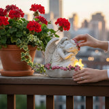 Engel Figur Gartendeko Solar Gartenfiguren Außen LED 20x21x16 Schutzengel Vogeltränke - Solarleuchte