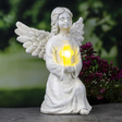 Engel Figur Gartendeko Solar Gartenfiguren Außen LED 22x16 Schutzengel Grab - Solarleuchte