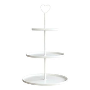 Etagere Paris weiß 48x30 rund Metall 3 Schichten 3-Stöckig Vintage Muffin Herz - Etagere