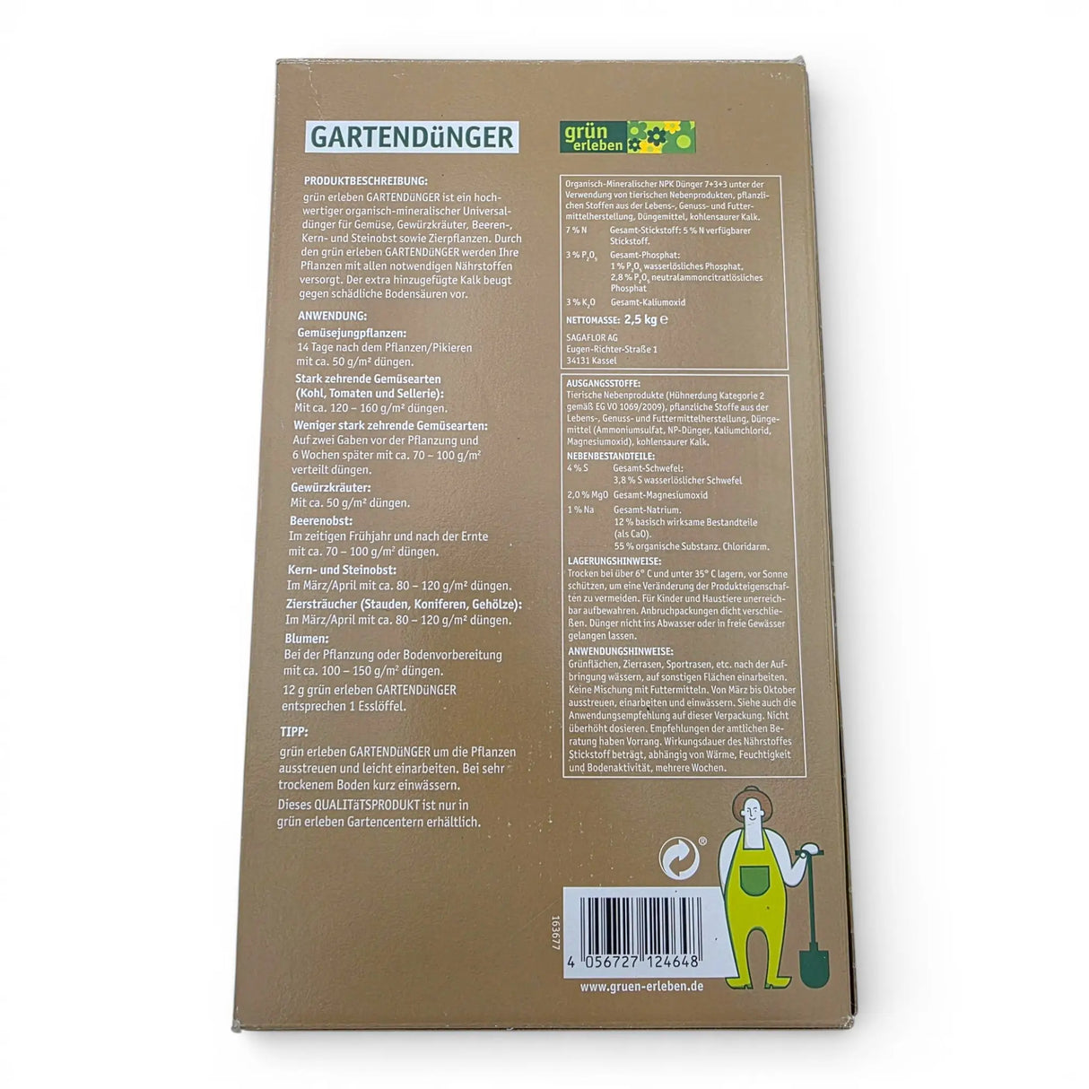 Gartendünger 2,5 kg mit Kalk Pflanzendünger Universal Dünger 35m² - Gartendünger