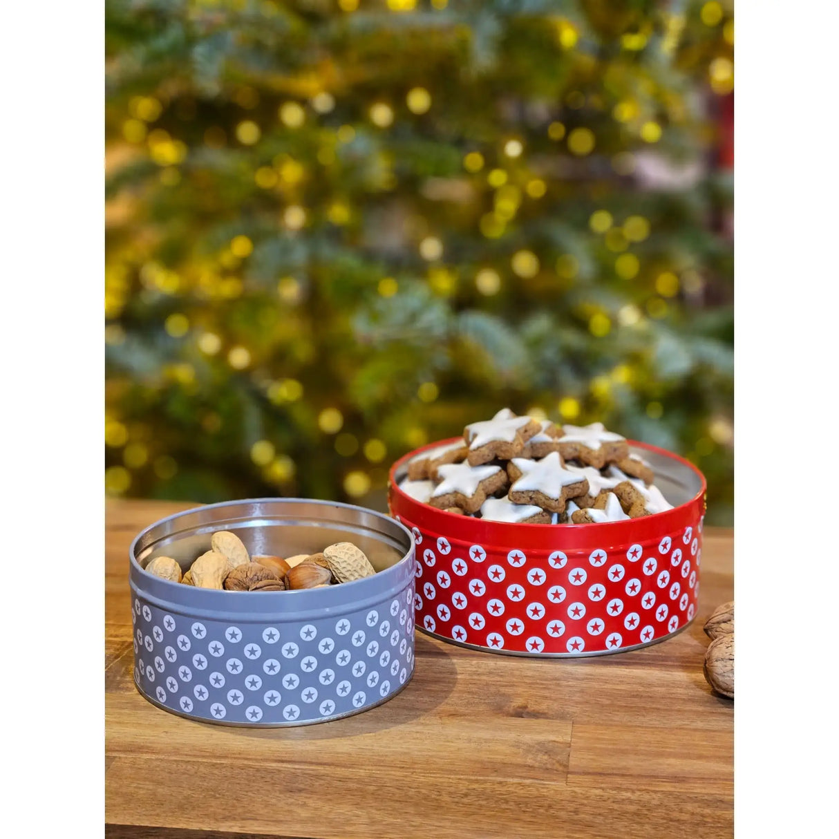 Gebäckdose 3er Set Stern Weihnachten Plätzchendose Metall Keksdose Stern - Gebäckdose