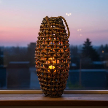 GILDE XXL Laterne 58x28 Geflecht Laterne in Rattan Optik aus Kunststoff Großes Windlicht - Laterne Windlicht