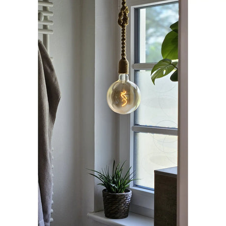 Hängelampe LED Braun Seil Macrame Hängeleuchte Timer Fernbedienung Ø15cm Lampe - Hängelampe