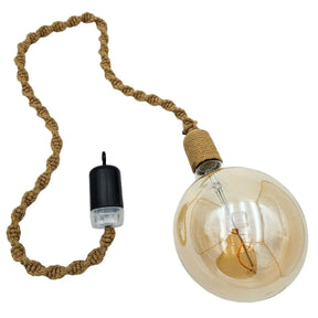 Hängelampe LED Braun Seil Macrame Hängeleuchte Timer Fernbedienung Ø15cm Lampe - Hängelampe