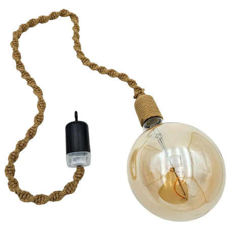Hängelampe LED Braun Seil Macrame Hängeleuchte Timer Fernbedienung Ø15cm Lampe - Hängelampe